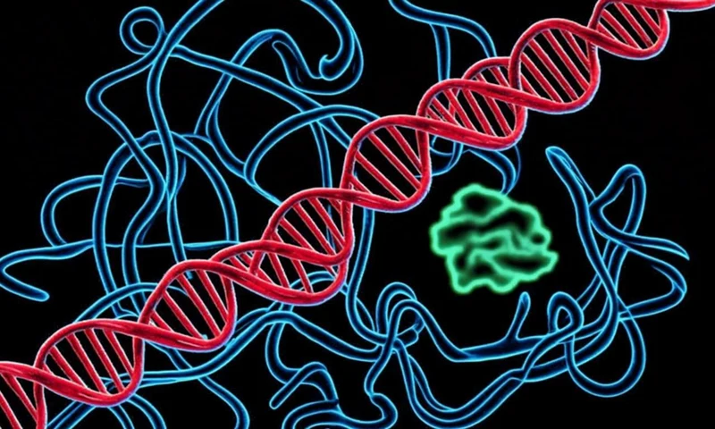 Molecular render representing AlphaFold 3